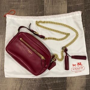 Coach Maroon and Gold Crossbody